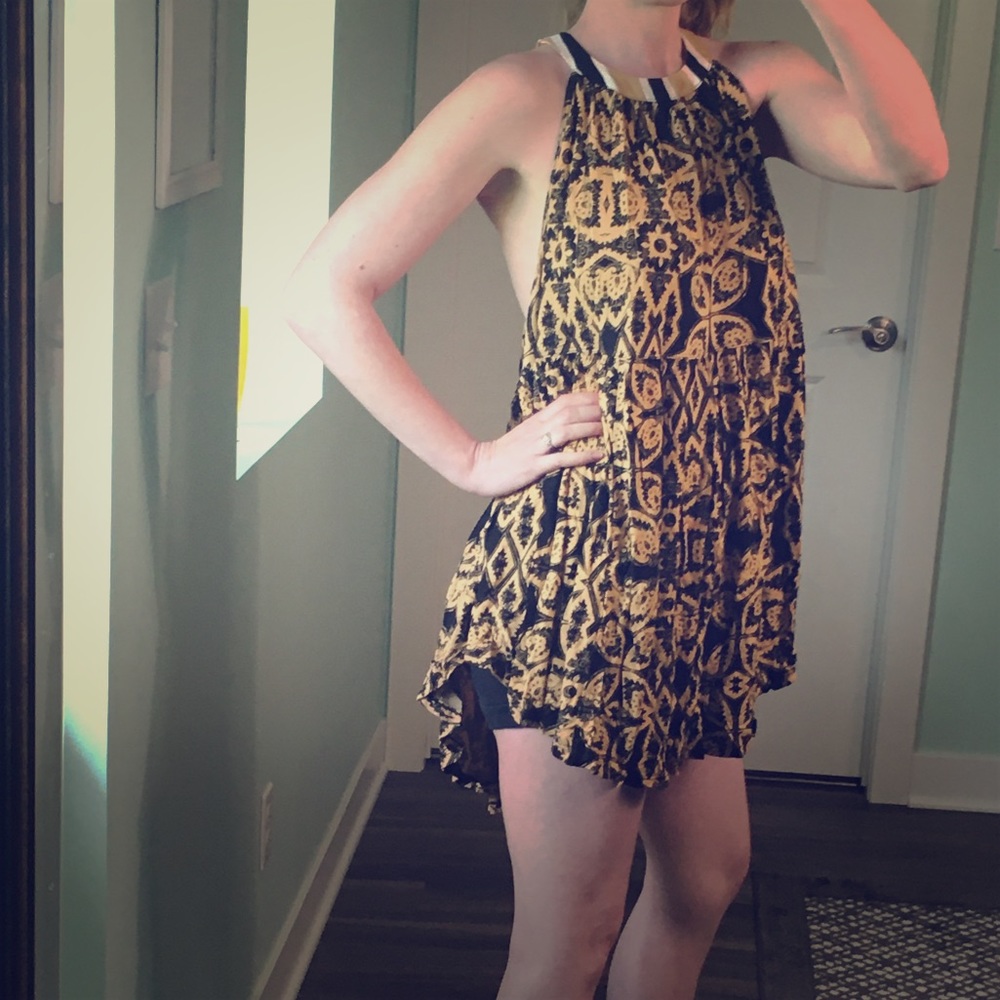 Free people NEW long tank orange and black